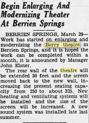 Berry Theatre - March 29 1948 Article